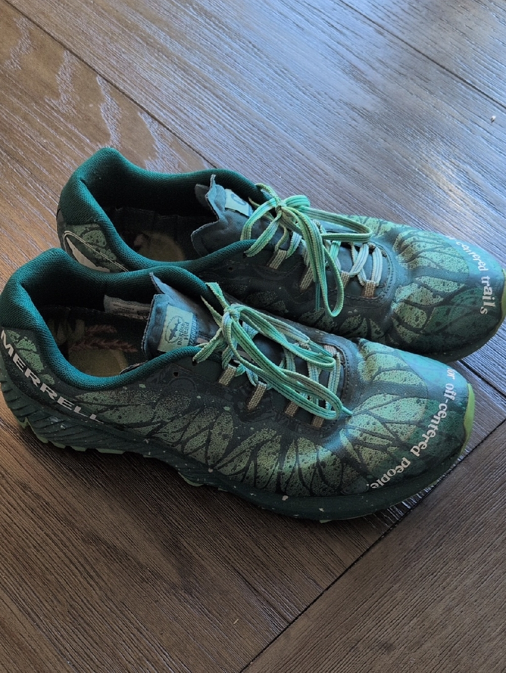 Merrell Limited Edition Teal and Green Trail Sneakers Collab With Dogfish Head